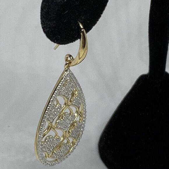 Tear Drop Earring S2AG9VA005 in 18K Gold Over Sterling Silver MSRP $80 NM63 - Picture 3 of 4